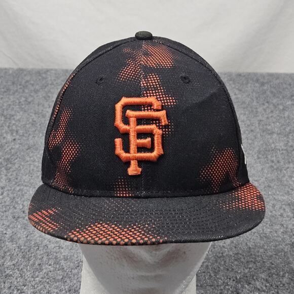 San Francisco Giants Hat Black Orange Dot Matrix Camo Cap Embroidered SF Logo - Picture 1 of 8